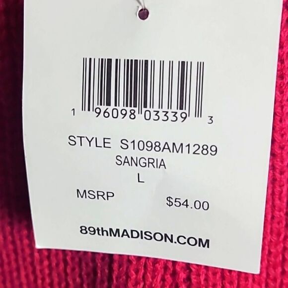 89th & Madison Pullover Pink Sweater, Cowl Neck, Gold Buttons, Size Large, NWT - Picture 9 of 12